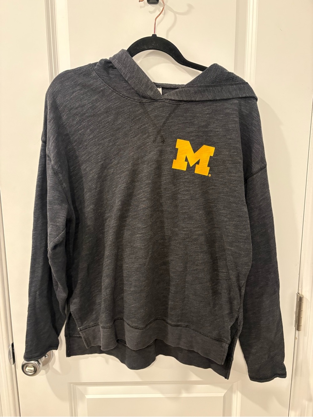 PINK Victoria's Secret Charcoal Hoodie with Yellow 'M' Chest Logo